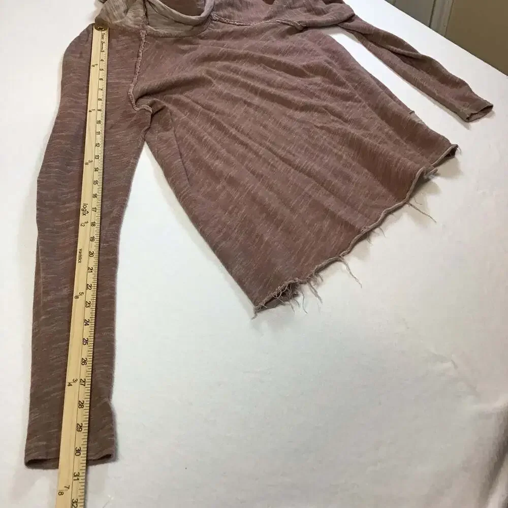 Free People Beach Marl Pullover Top Medium Large boho Dusty Pink Shirt